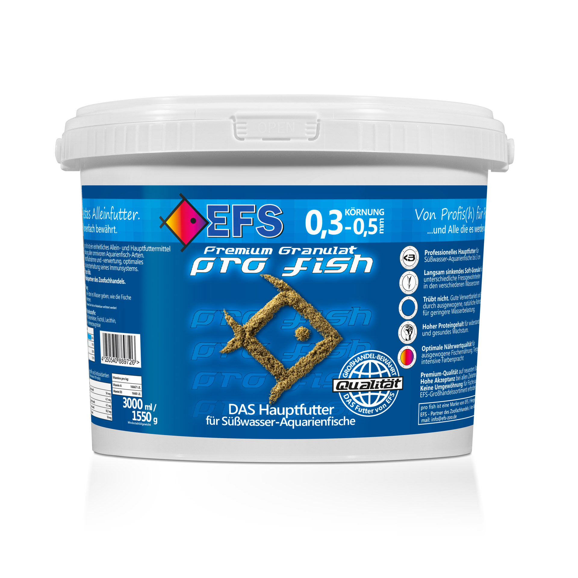 EFS 'Das Feine' Premium Granulat pro Fisch 0.3 - 0.5mm 3000ml