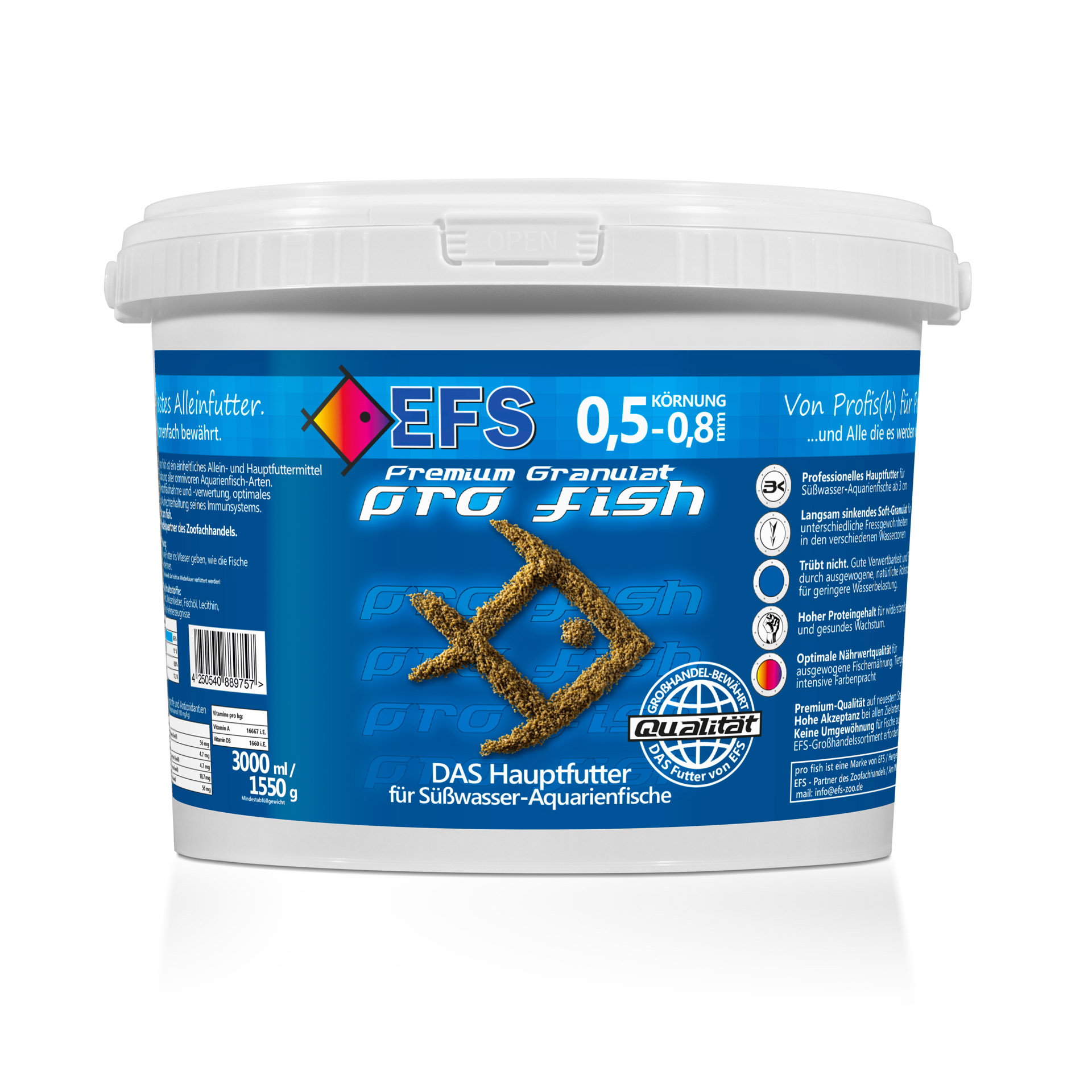 EFS 'Das Grobe' Premium Granulat pro Fisch 0.5 - 0.8mm 3000ml